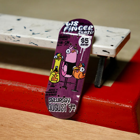 Chems “2025 618 Finger Skate Big Flyer” Purple Bottom Ply Fingerboard Deck