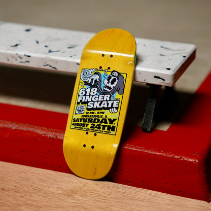 Chems “2024 618 Finger Skate Flyer” Yellow Bottom Ply Fingerboard Deck