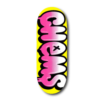 Chems Yellow “Pink Bubbles” Fingerboard Deck