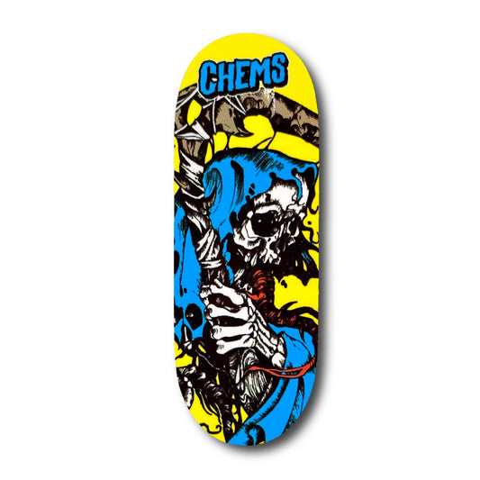 Chems Yellow “Blue Grim” Fingerboard Deck