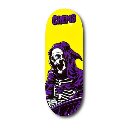 Chems Yellow “Purple Reaper” Fingerboard Deck