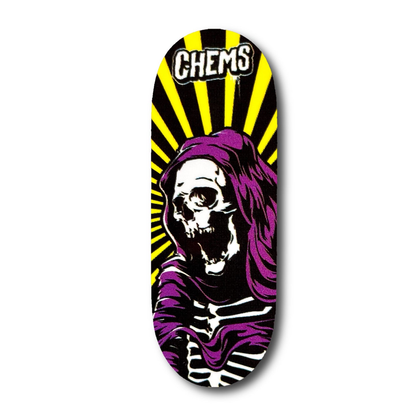 Chems Yellow/Purple “Rising Reaper” Fingerboard Deck