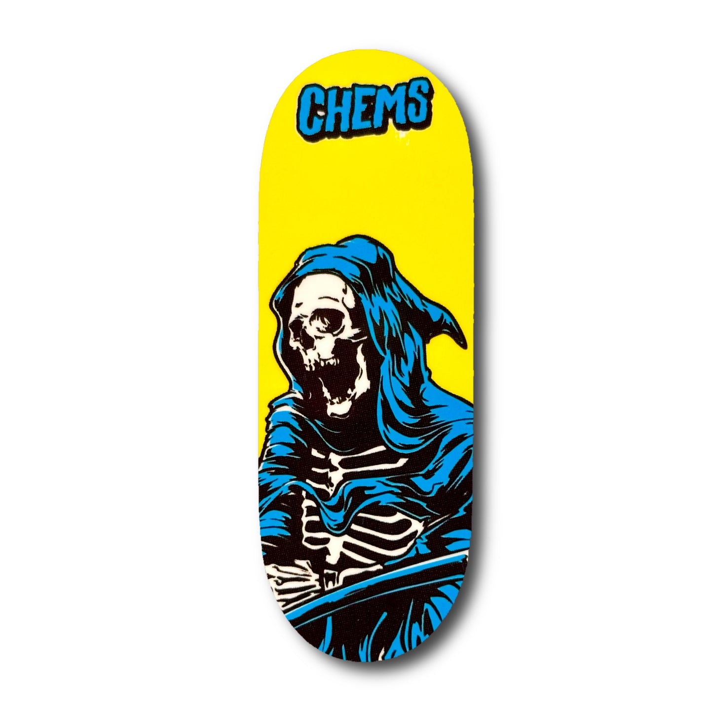 Chems Yellow “Blue Reaper” Fingerboard Deck