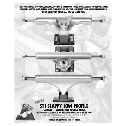 Slappy ST1 Black Hollow Low Skateboard Trucks