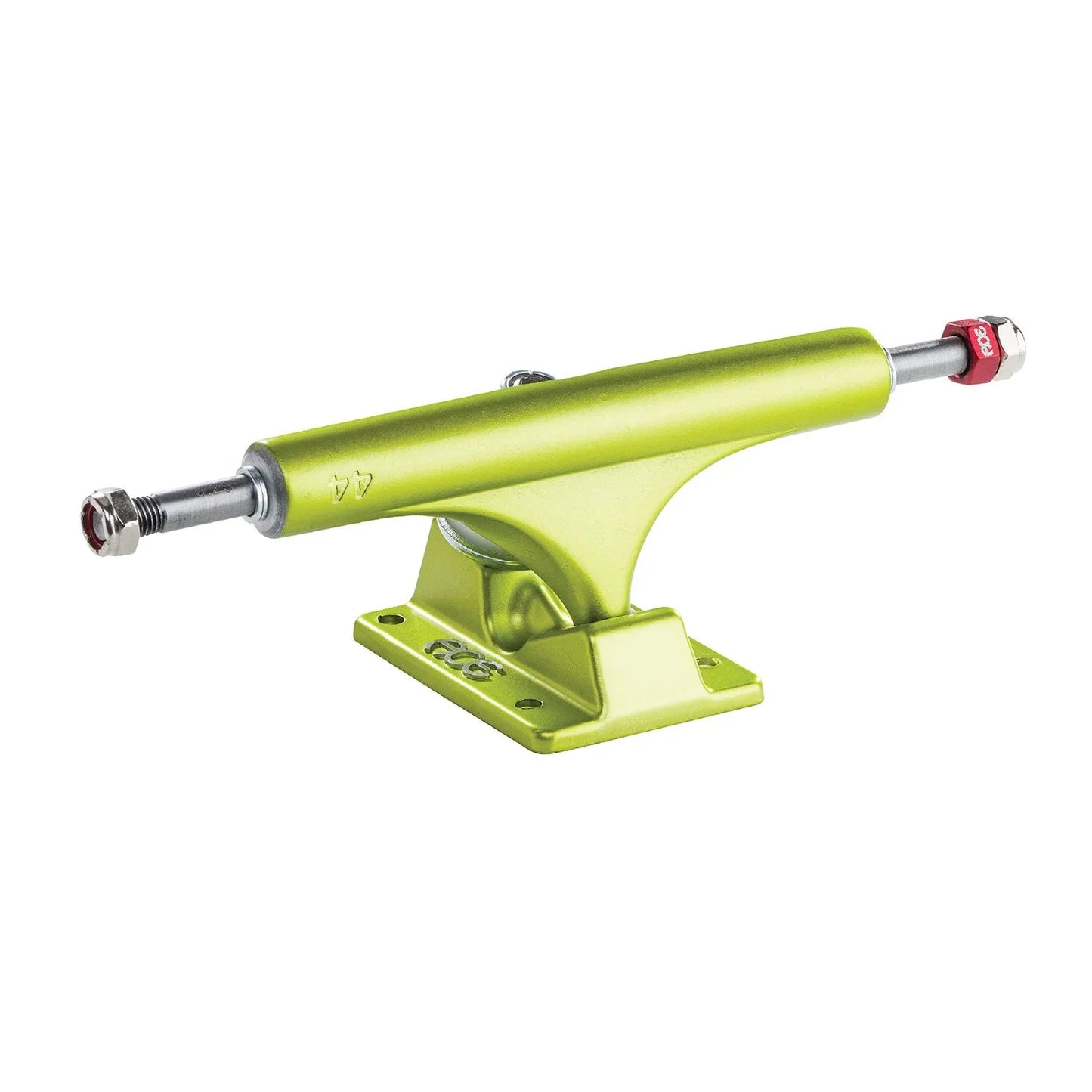 Lime colored Ace AF1 Skateboard Trucks; Reliable and high-performance skateboard trucks from Ace; Designed for durability, stability, and smooth rides; Provides excellent control;