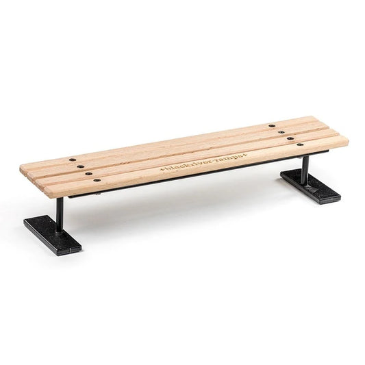Blackriver Street Bench Fingerboard Obstacle; Wooden planks mounted on an iron frame; Realistic replica of a street bench for authentic fingerboarding experiences; Sturdy construction for durability and stability; Adds an urban touch to your fingerboard park.