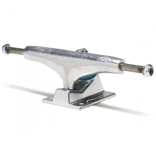 Thunder Hollow Light 2 Skateboard Trucks; Silver color for a sleek and classic look; Features the Thunder stamp on the trucks for brand recognition; Hollow Light construction for lightweight performance; Provides excellent responsiveness and control;