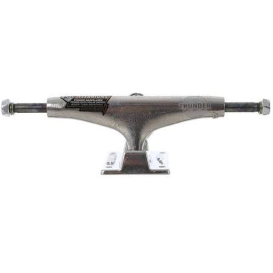 Thunder Titanium 3 Skateboard Trucks; Polished finish for a clean and stylish look; Features the Thunder stamp on the front for brand recognition; Titanium construction for lightweight strength and durability; Designed for optimal performance and responsiveness;