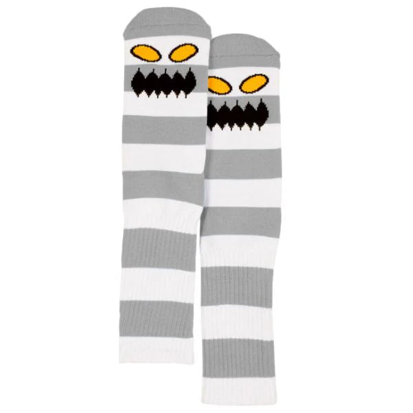 Toy Machine Monster Big Stripe White/Grey Skateboard Socks